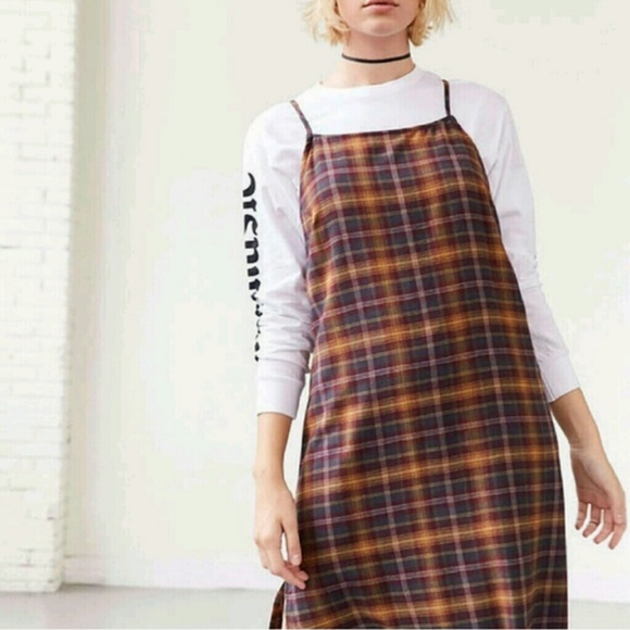 uo checkered mini slip dress